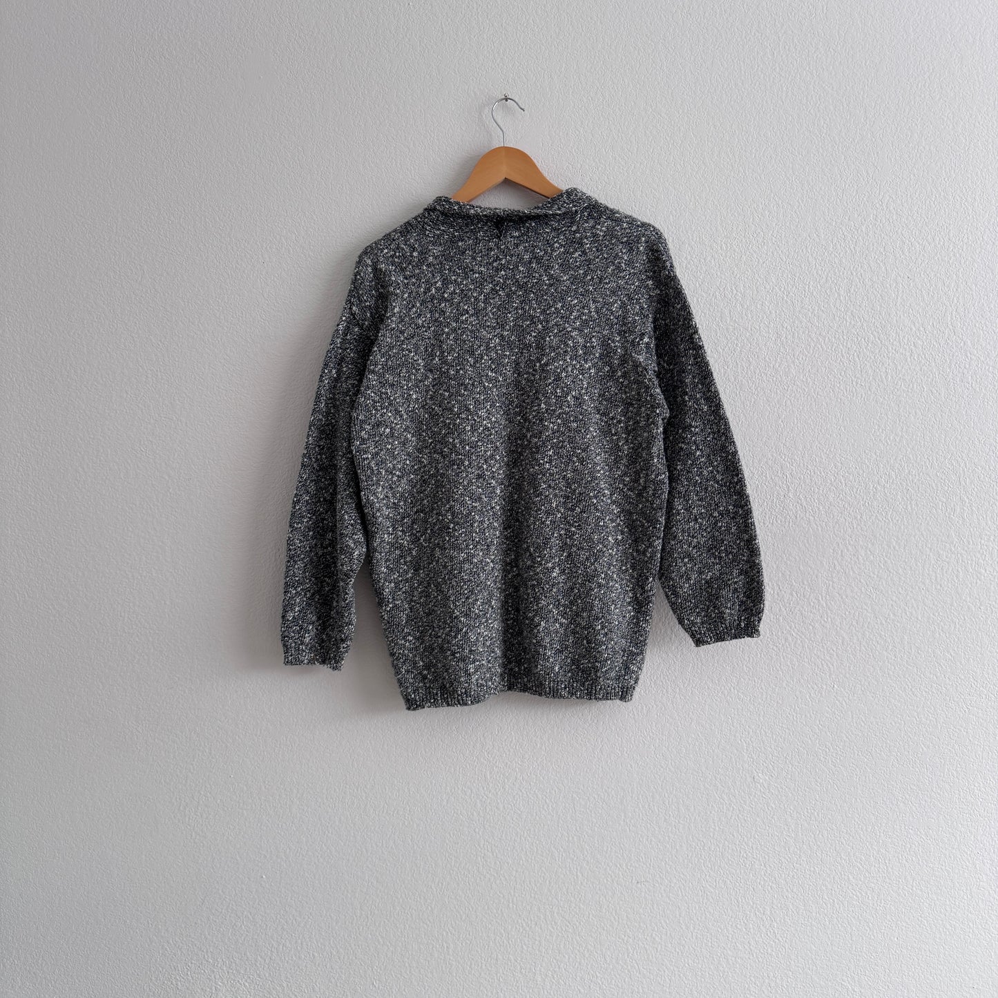 Vintage Heathered Grey Notch Neck Sweater (PL)