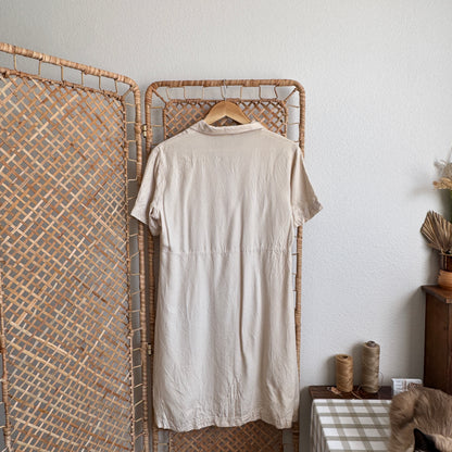 Vintage Pure Silk Buttoned Midi Dress (M)