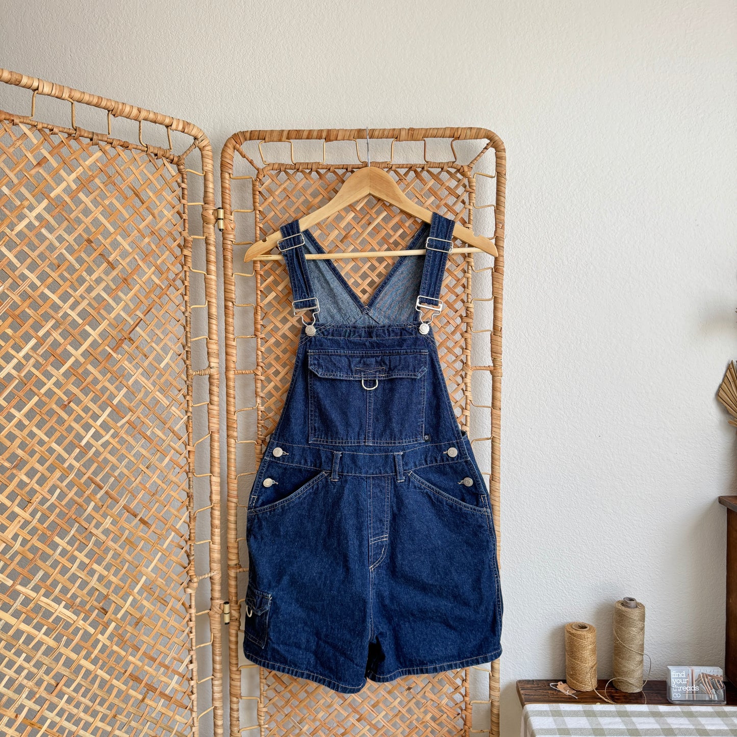 Vintage Dark Wash Denim Shortalls (XS-S)
