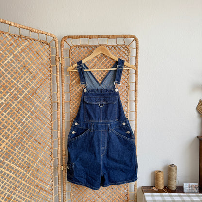 Vintage Dark Wash Denim Shortalls (XS-S)