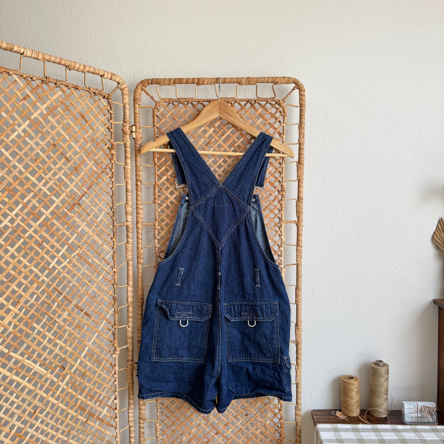 Vintage Dark Wash Denim Shortalls (XS-S)