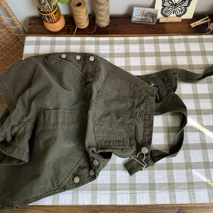 Vintage Olive Denim Shortalls (S-M)