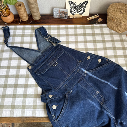 Vintage Dark Wash Denim Shortalls (XS-S)