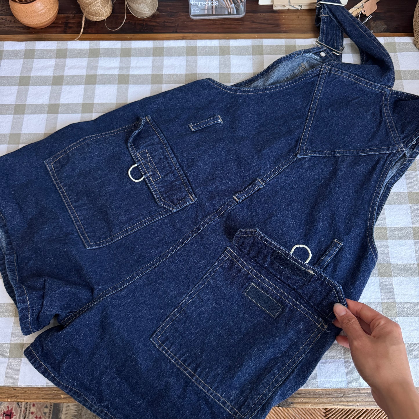 Vintage Dark Wash Denim Shortalls (XS-S)