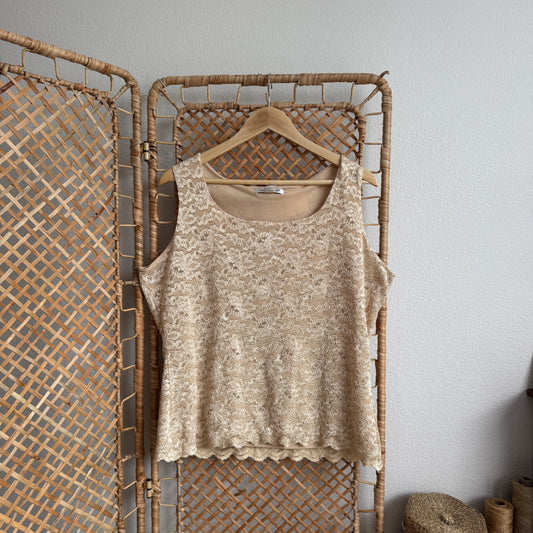 Vintage Lace Overlay Tank (L)