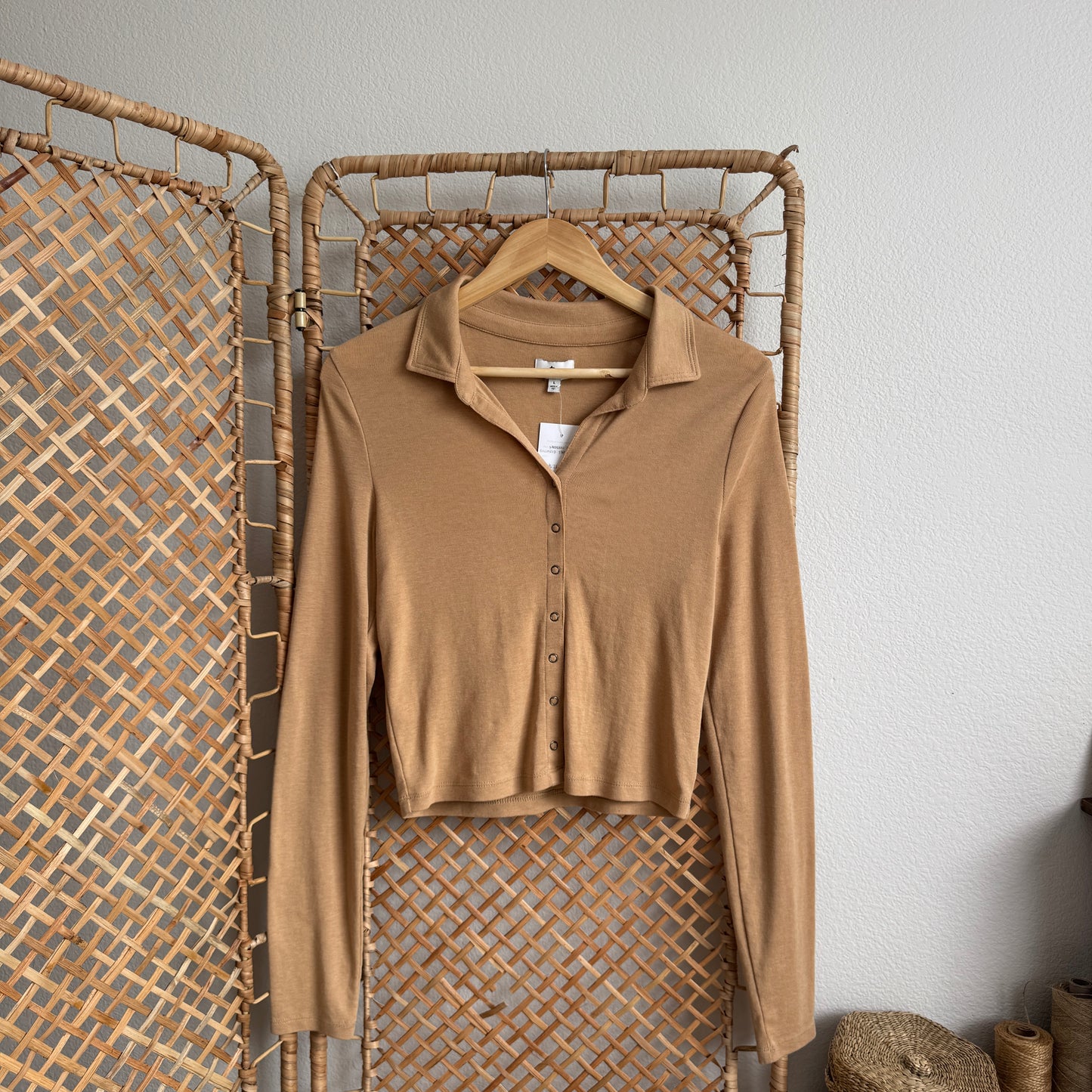 Snap Button Long Sleeve Top (S-L)