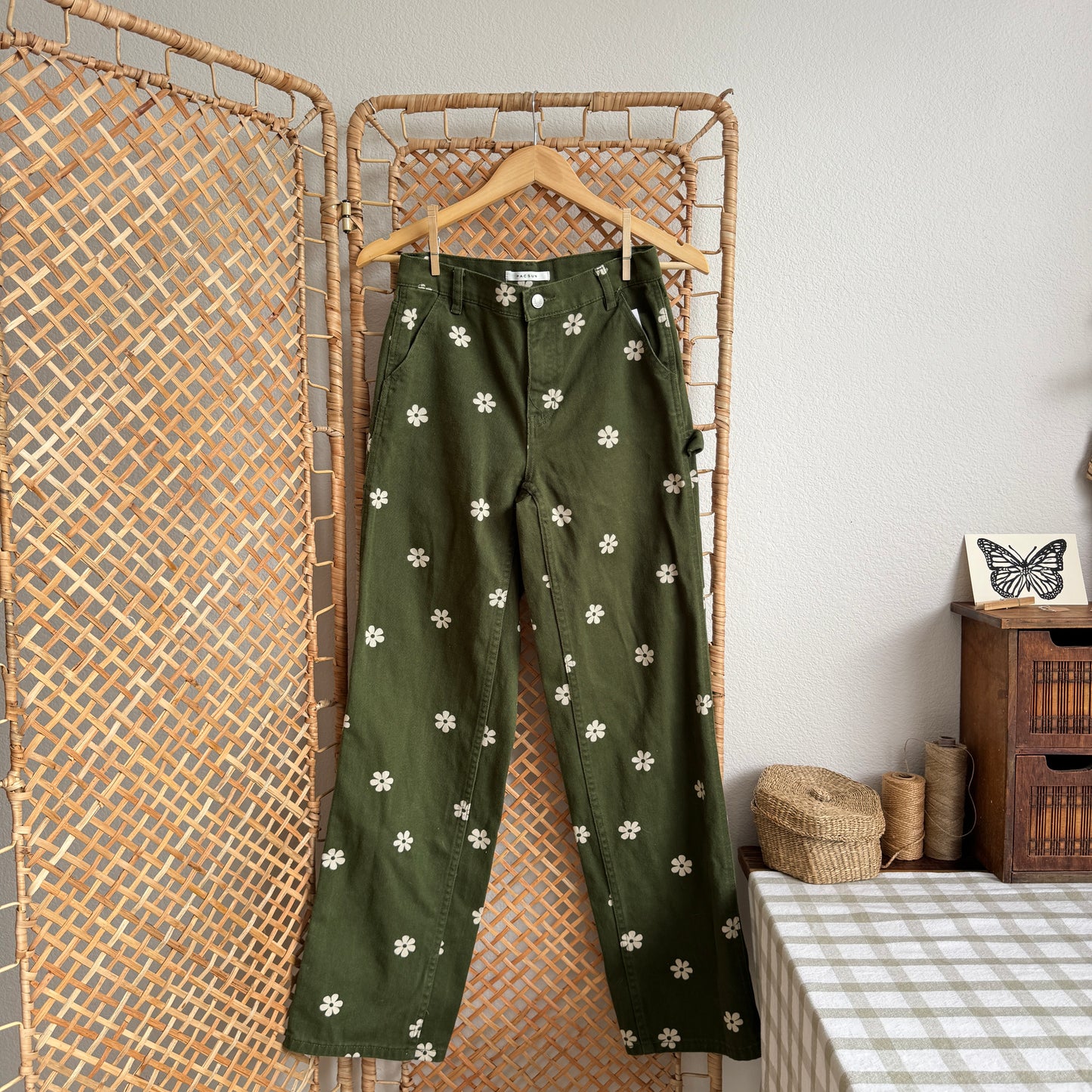 PacSun Floral Baggy Carpenter Denim Jeans (24-26W)