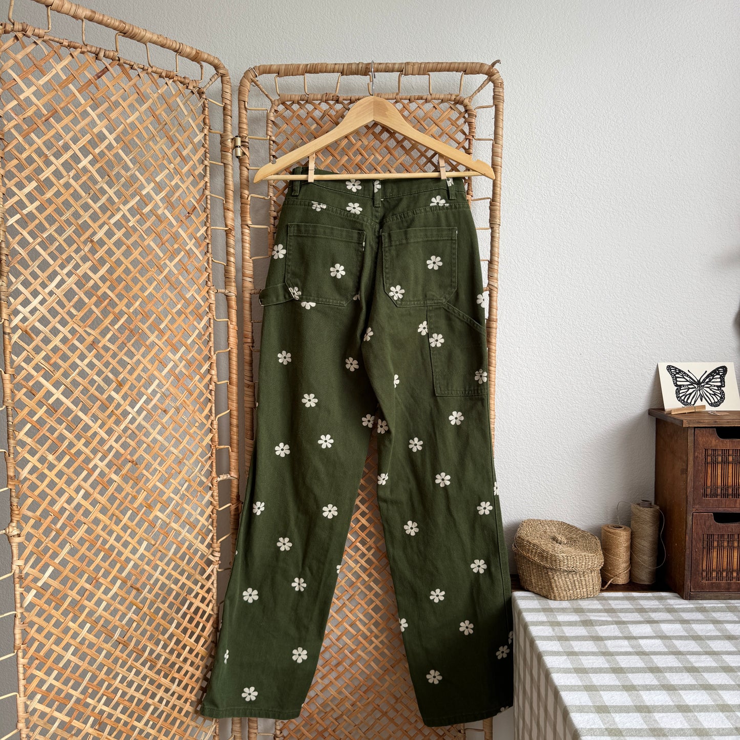 PacSun Floral Baggy Carpenter Denim Jeans (24-26W)