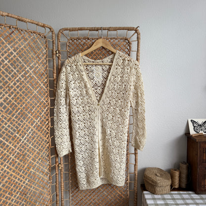 Hand Crochet Single Buttoned Cardigan (S-M)