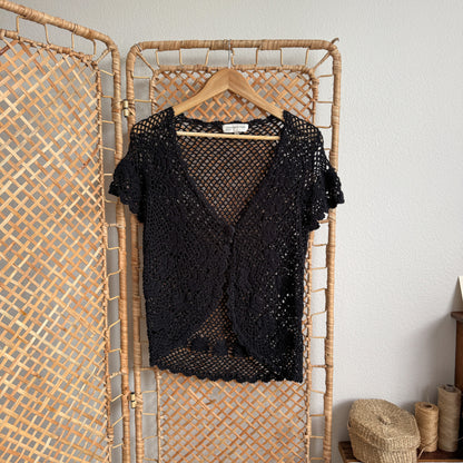 Vintage Crochet Buttoned Front Cardigan (S-L)