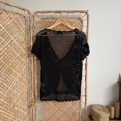 Vintage Crochet Buttoned Front Cardigan (S-L)