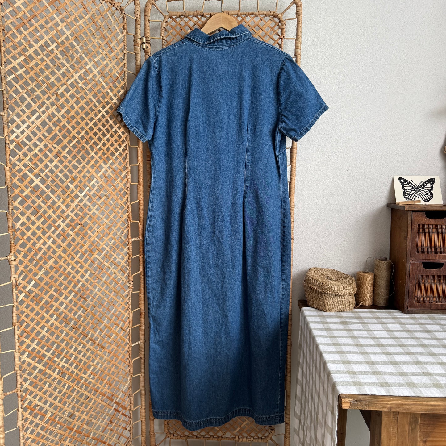 Vintage Buttoned Denim Maxi Dress (S-L)