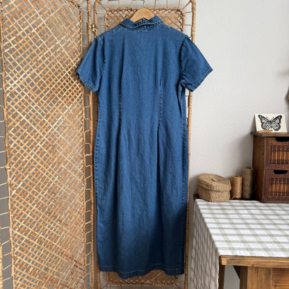 Vintage Buttoned Denim Maxi Dress (S-L)