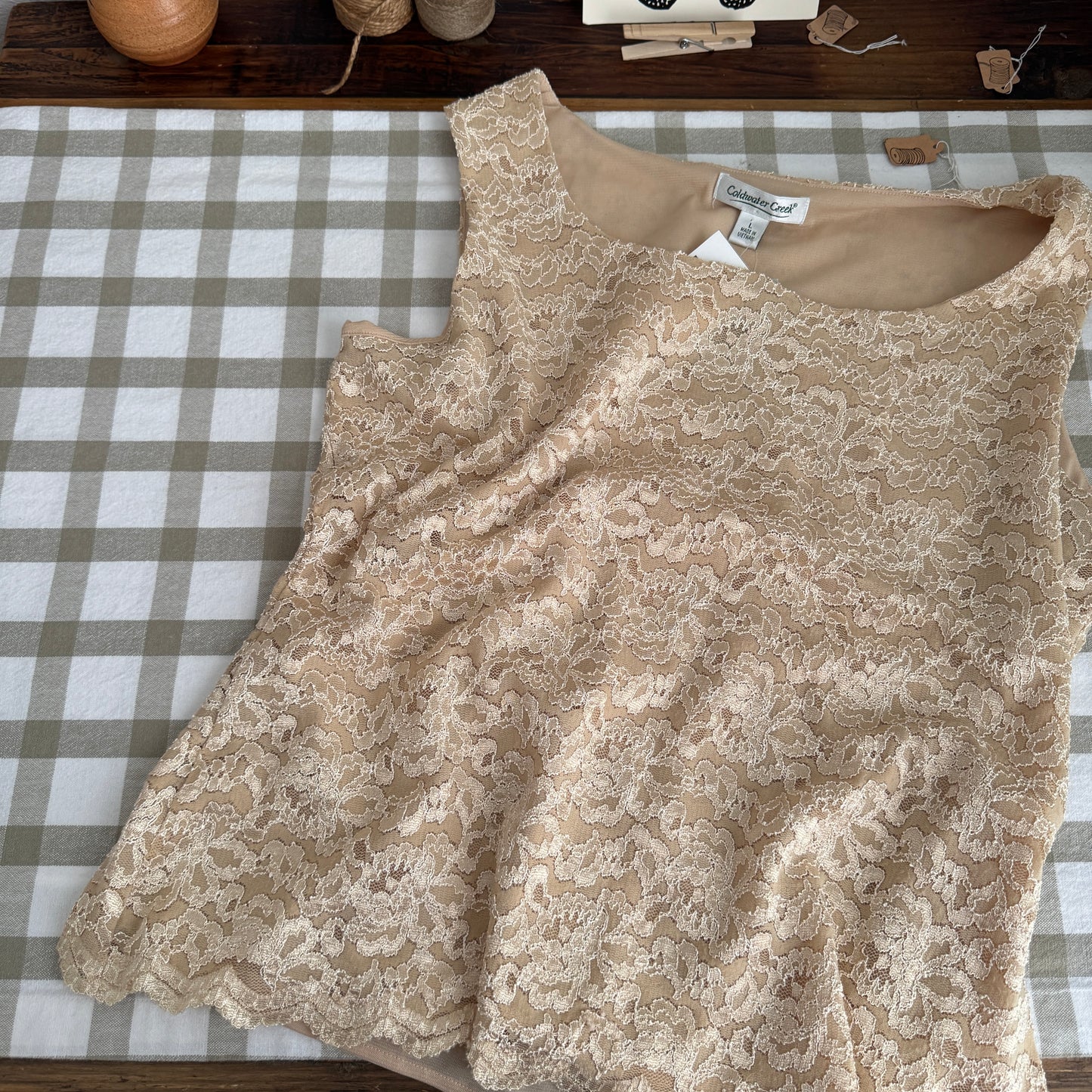 Vintage Lace Overlay Tank (L)