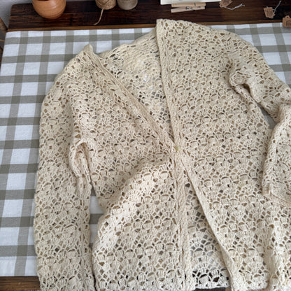 Hand Crochet Single Buttoned Cardigan (S-M)
