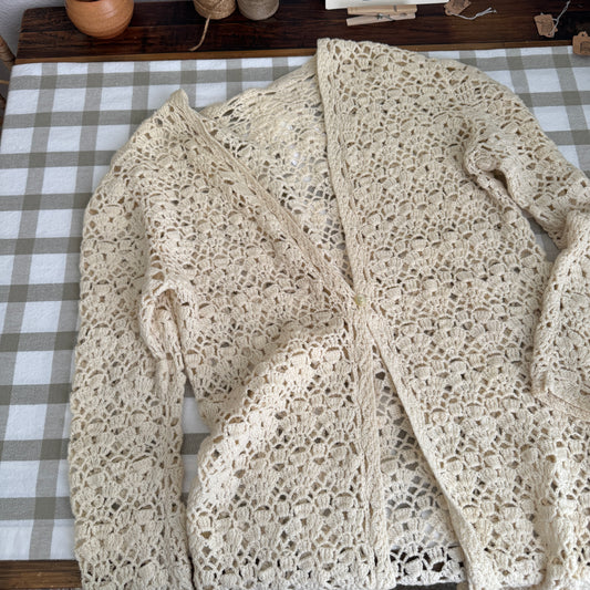 Hand Crochet Single Buttoned Cardigan (S-M)