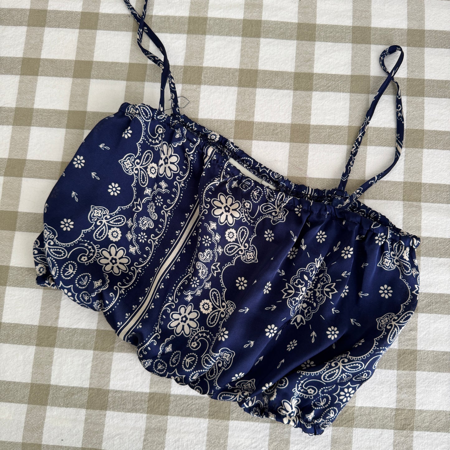 Paisley Floral Satin Crop Top (XS-S)