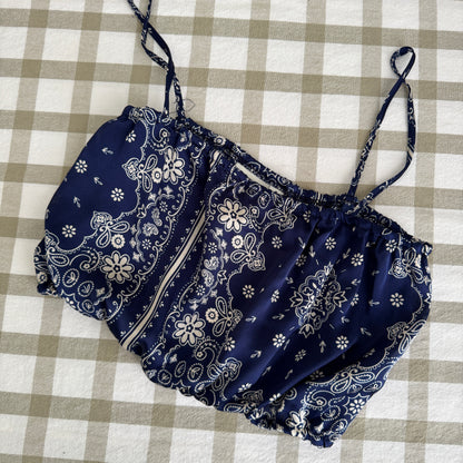 Paisley Floral Satin Crop Top (XS-S)