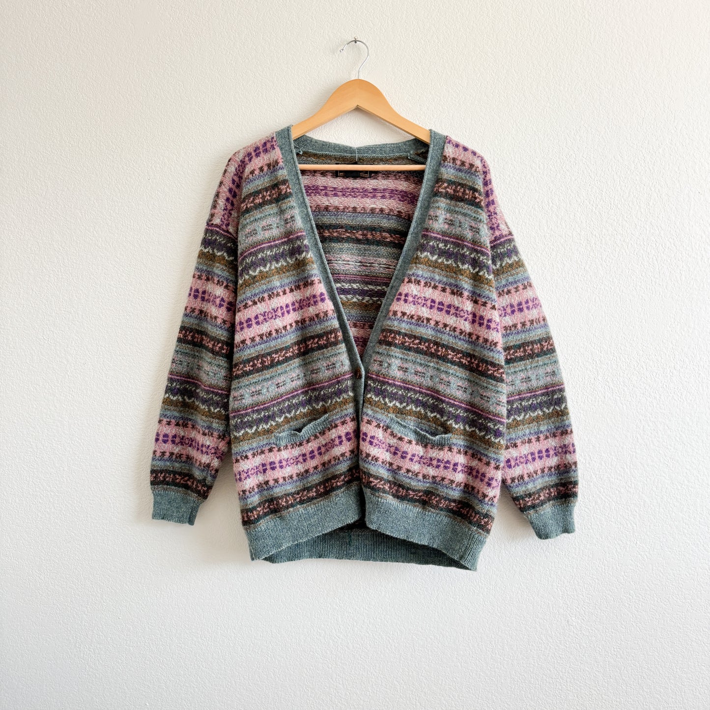 Vintage Fair Isle Wool Cardigan (L)
