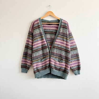 Vintage Fair Isle Wool Cardigan (L)