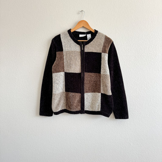 Vintage Color Block Chenille Knit Sweater (M-L)