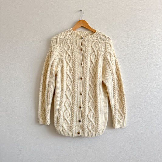 Vintage Cable Knit Fisherman Cardigan (M-L)