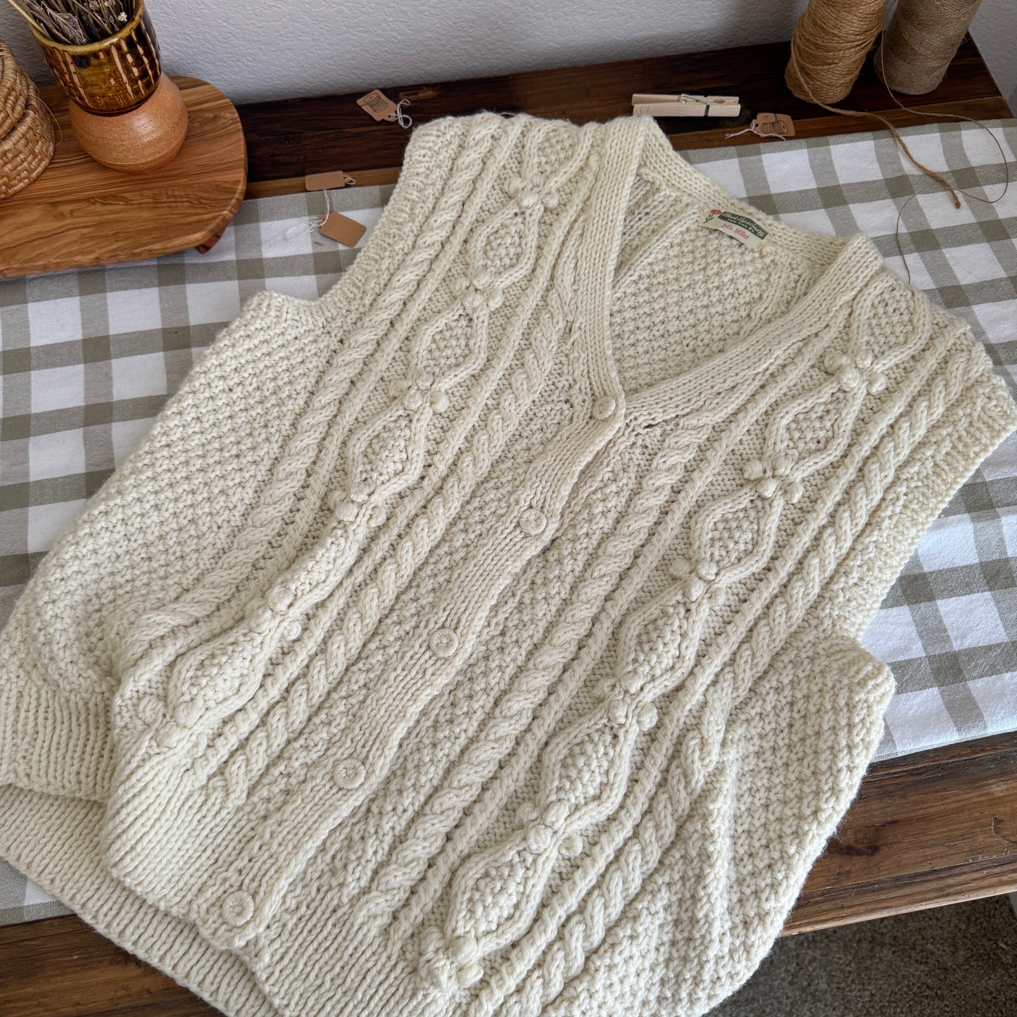 Vintage Handmade Cable Knit Sweater Vest (S-M)