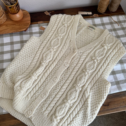 Vintage Handmade Cable Knit Sweater Vest (S-M)