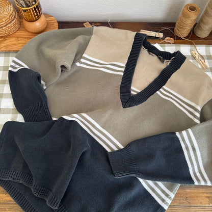 Vintage Striped Academia Sweater (S-M)