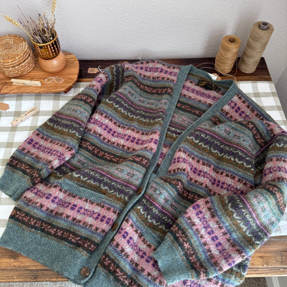 Vintage Fair Isle Wool Cardigan (L)