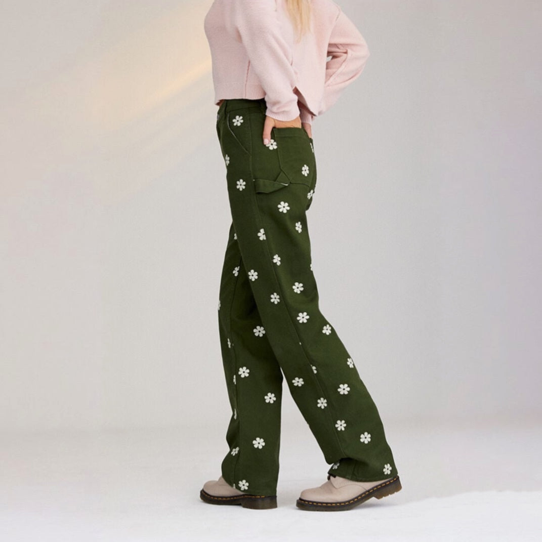PacSun Floral Baggy Carpenter Denim Jeans (24-26W)