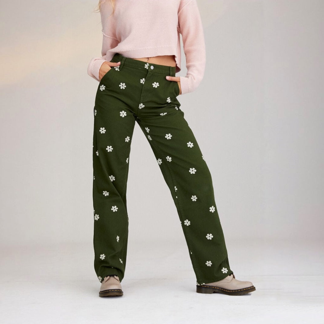 PacSun Floral Baggy Carpenter Denim Jeans (24-26W)