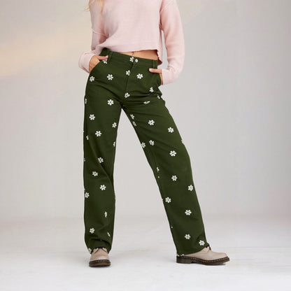 PacSun Floral Baggy Carpenter Denim Jeans (24-26W)